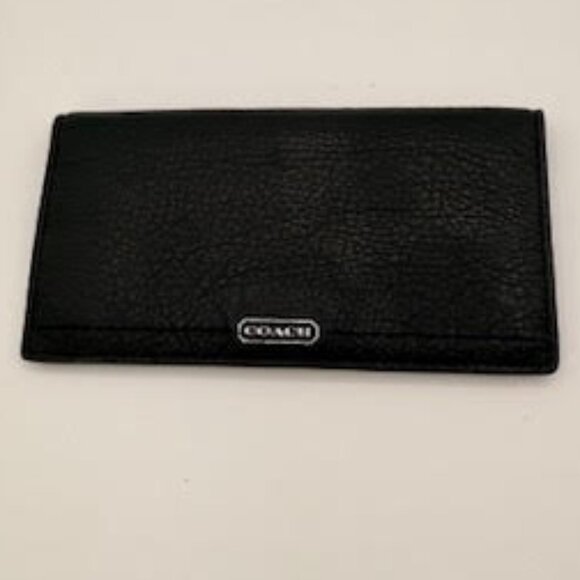 Coach Black Pebbled Leather Wallet Card Case - Picture 1 of 6